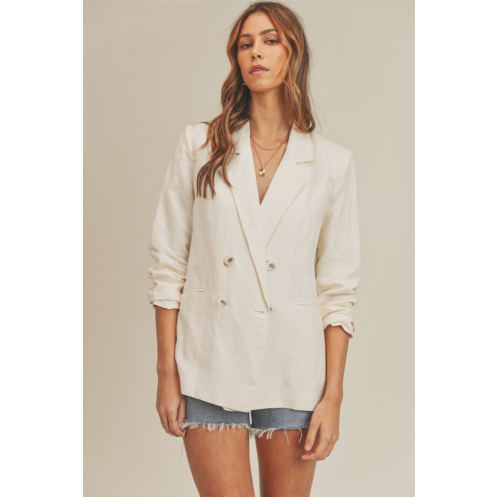 Mable day date double breasted blazer in cream